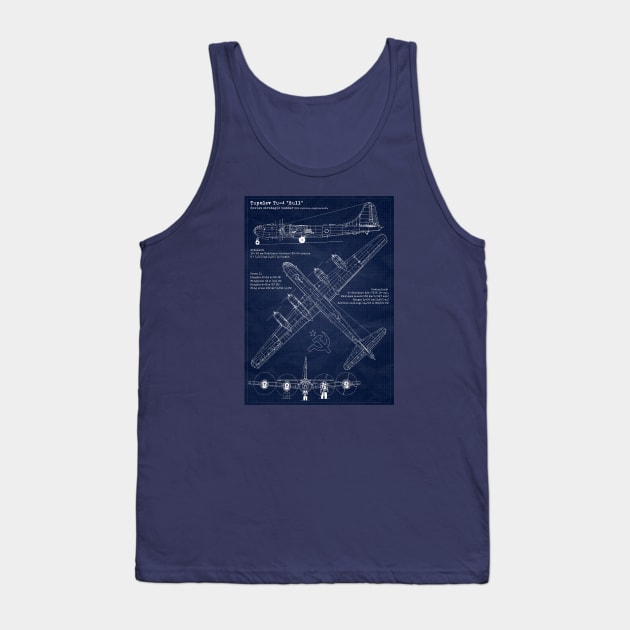 Tupolev Tu4 Bull Blueprint Tank Top by Aircraft.Lover